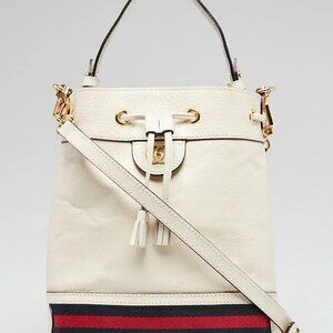 Gucci White Leather Small Ophidia Bucket Bag
